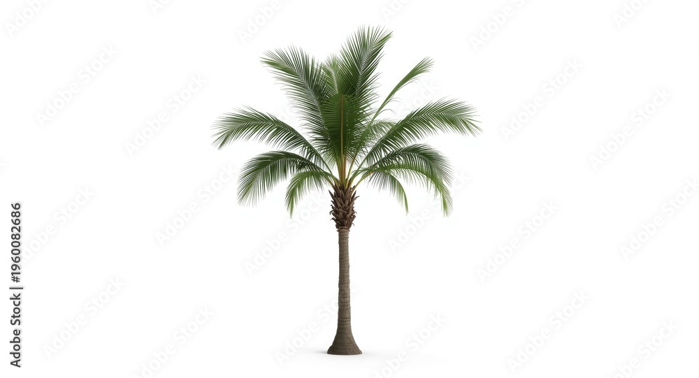 Obraz premium Isolated tropical tree on white background for stylish architectural decor