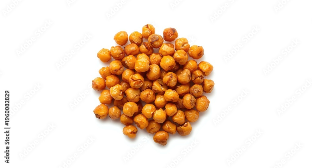 Fototapeta premium Roasted chickpeas with a crackling texture presented on pure white background