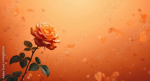 Orange rose flower flourishing in warm spring air wallpaper