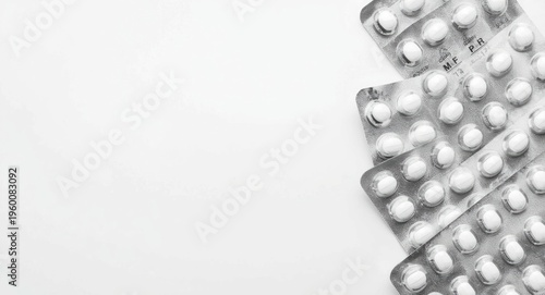 Drospirenone tablets positioned with clear blank space for medical illustrations