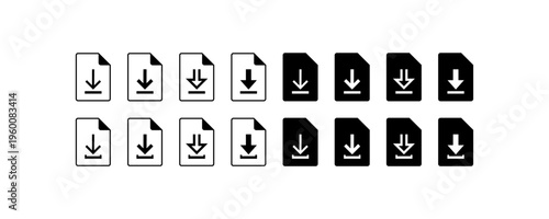 Download File Icons Set Arrow Down Document Symbols