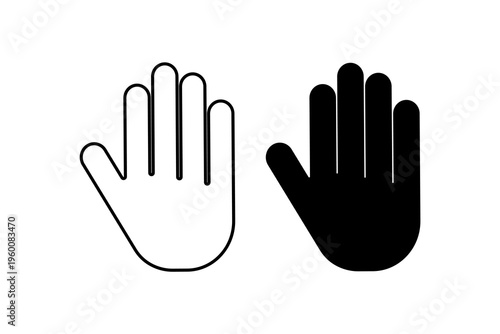 Open Hand Palm Icon Outline and Solid Set
