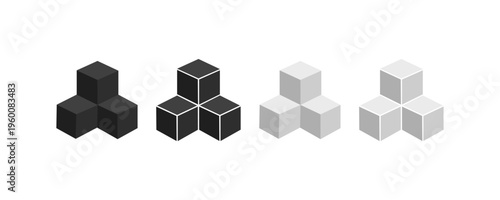 Isometric Cube Blocks Set 3D Geometric Shapes Icons