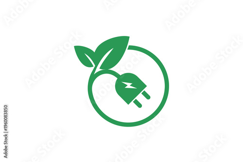 Eco Friendly Electric Plug with Leaf Icon
