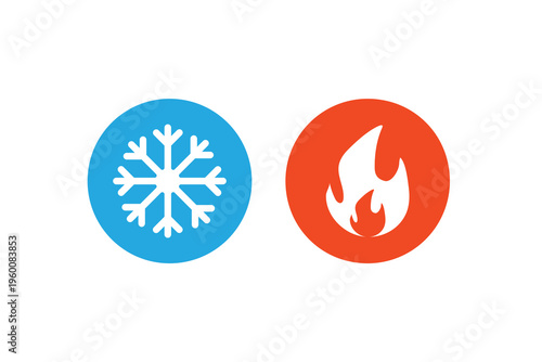 Snowflake and Fire Temperature Icon Set Color Style