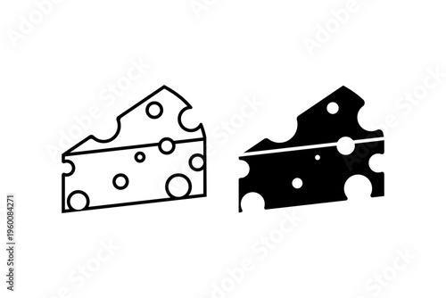 Cheese Slice Icon Outline and Filled Style
