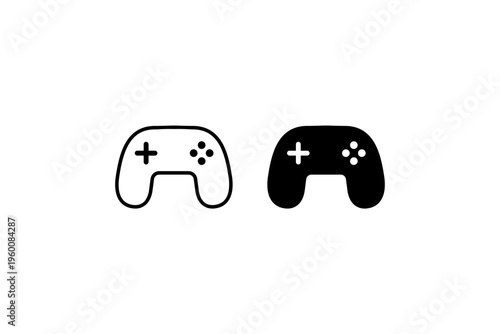 Game Controller Icon Set Outline and Filled Style