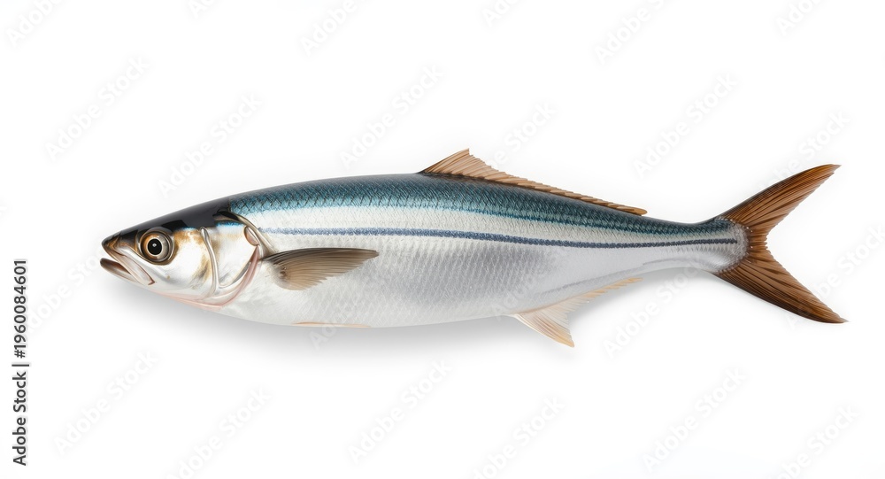 Naklejka premium Realistic mackerel fish placed on a smooth white background