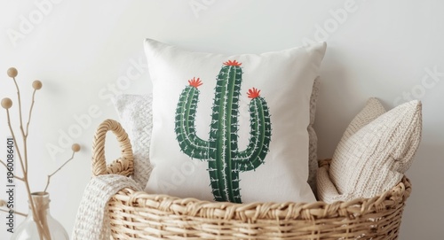 Photo print of cactus pillo...