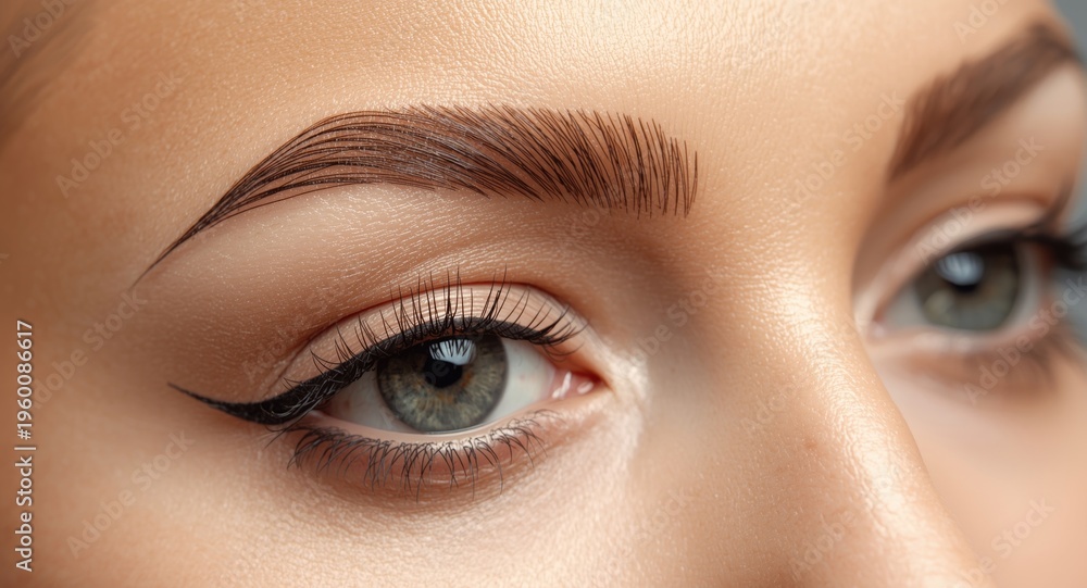 Obraz premium Eyebrow tattoo procedure delivering long lasting makeup effect and defined brows