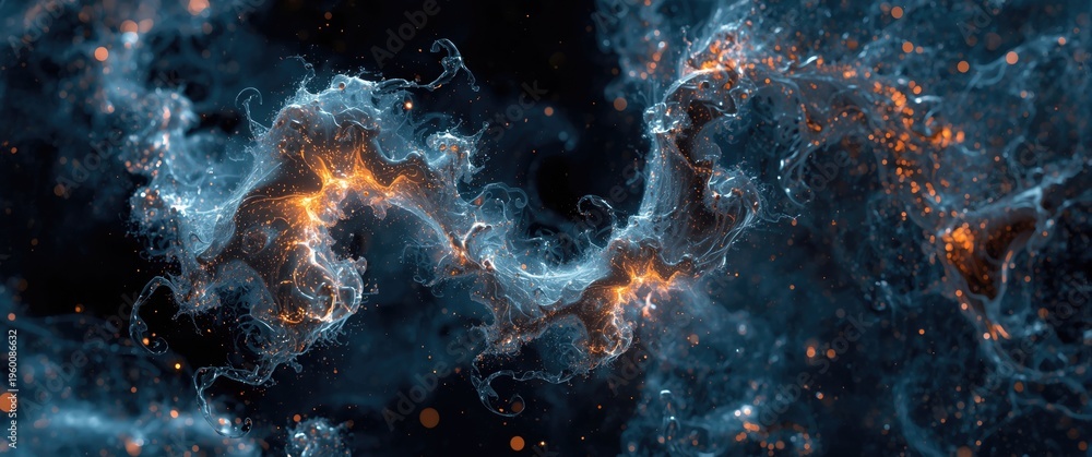 Obraz premium Fluid fractal shape radiating electric particles in a futuristic science theme