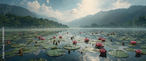 Serene floating lotuses on ...