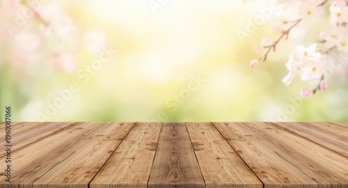 Empty wooden table with sof...