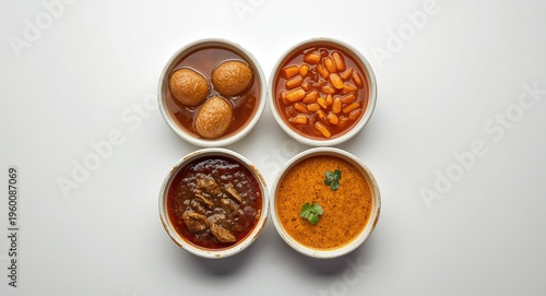 Four sauce bowls with uniqu...