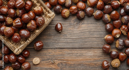 Fresh sweet chestnuts displ...