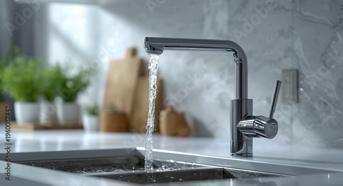 Faucet with water droplets ...
