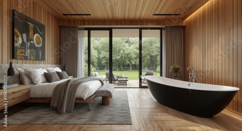 Modern timber bedroom desig...