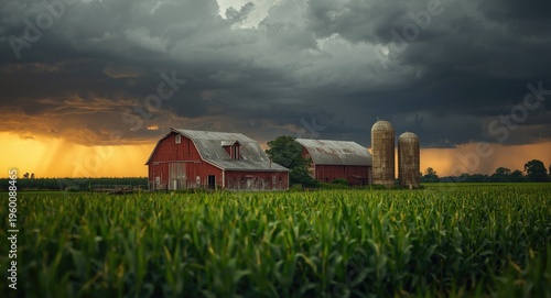 Stormy skies over a rural f...