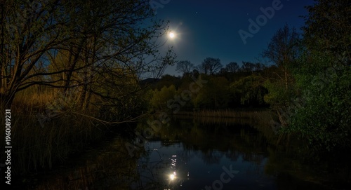 Peaceful spring night river...