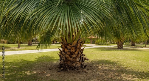 Lively tropical palm tree w...