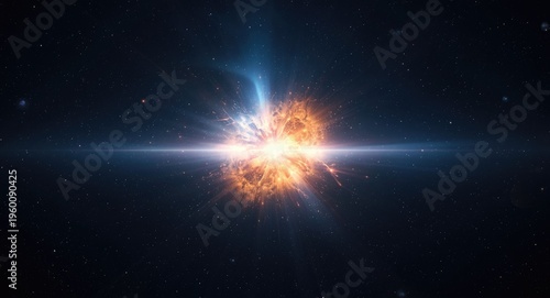 Sci fi visualization of thermonuclear plasma jet blasting out from center