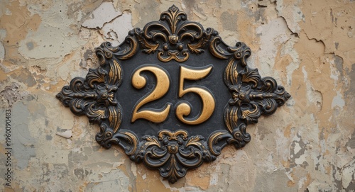 Ornate vintage plaque featu...