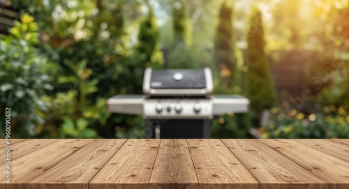 Soft focus backyard with ba...