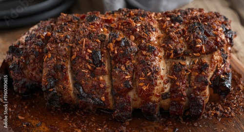 Baked pork brisket with a r...