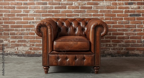 Inviting brown leather armc...