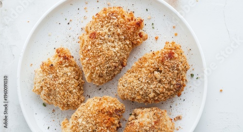 Quickly cooked breaded chic...