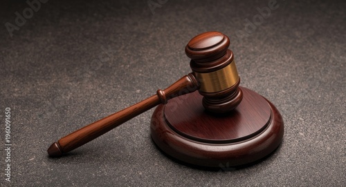 Judges wooden gavel lying o...