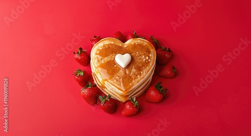 Heart shaped pancakes and s...