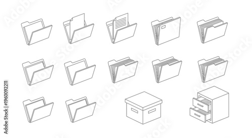 Folder icons and file organizer box.