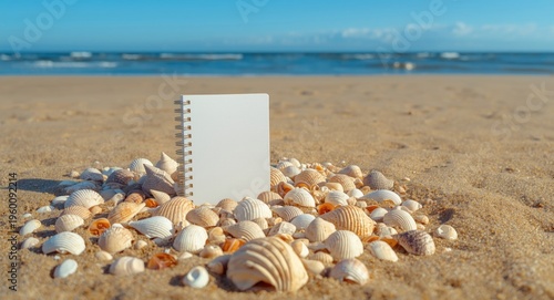 Seashells around blank spir...