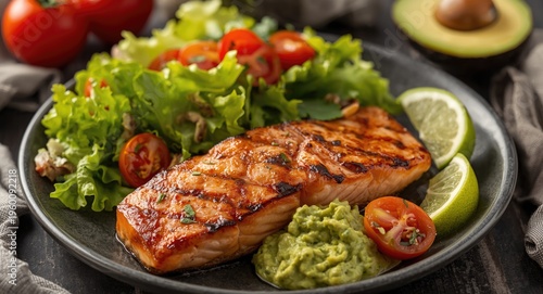 Flavored grilled salmon fil...