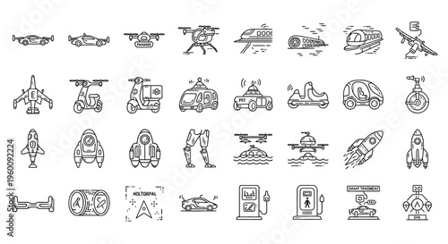 Various types of military weapons icons.