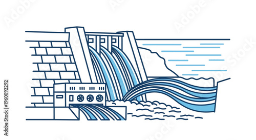 Dam water control structure spillway.