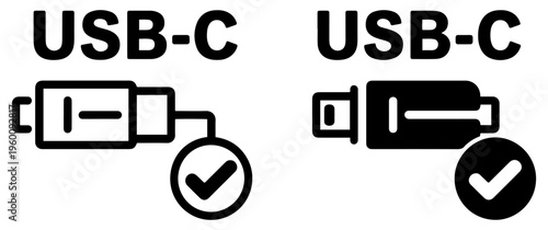 usb c port check mark icon