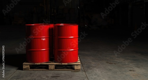Red barrels containing flam...