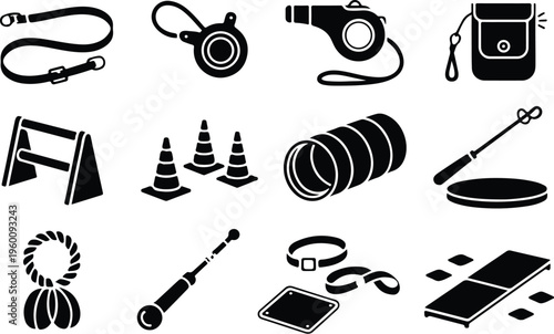 Dog Training Silhouette Icon Collection Set