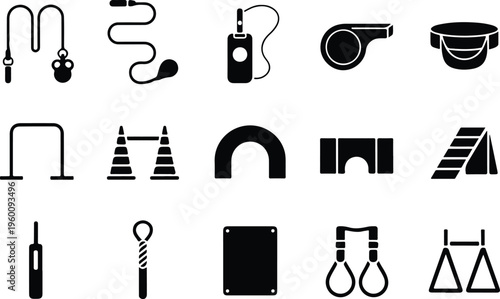 Dog Training Silhouette Icon Collection Set