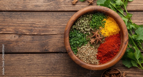 Fresh herbs and vibrant Ind...