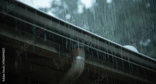 Close view of rainwater bei...
