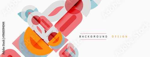 Abstract geometric shapes overlap, creating dynamic visual effect. Soft colors blend, forming modern background design.