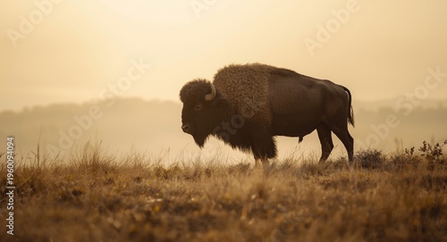 majestic bison silhouetted ...