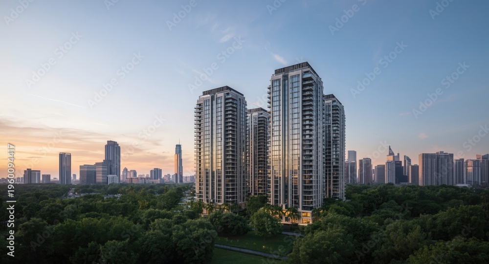 Fototapeta premium Residential high rises offering modern apartment living