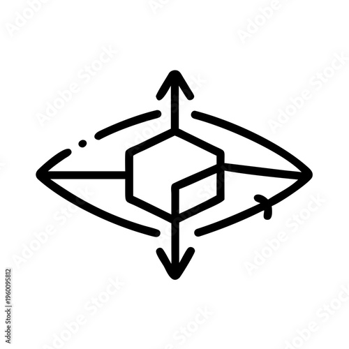 3D space vector illustration with abstract geometric shapes and arrows