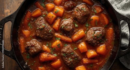 Rustic beef stew with carro...