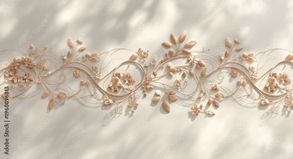 Naklejka premium Infinite botanical design over a light toned surface with gentle highlights