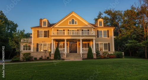 Luxurious house exterior gl...
